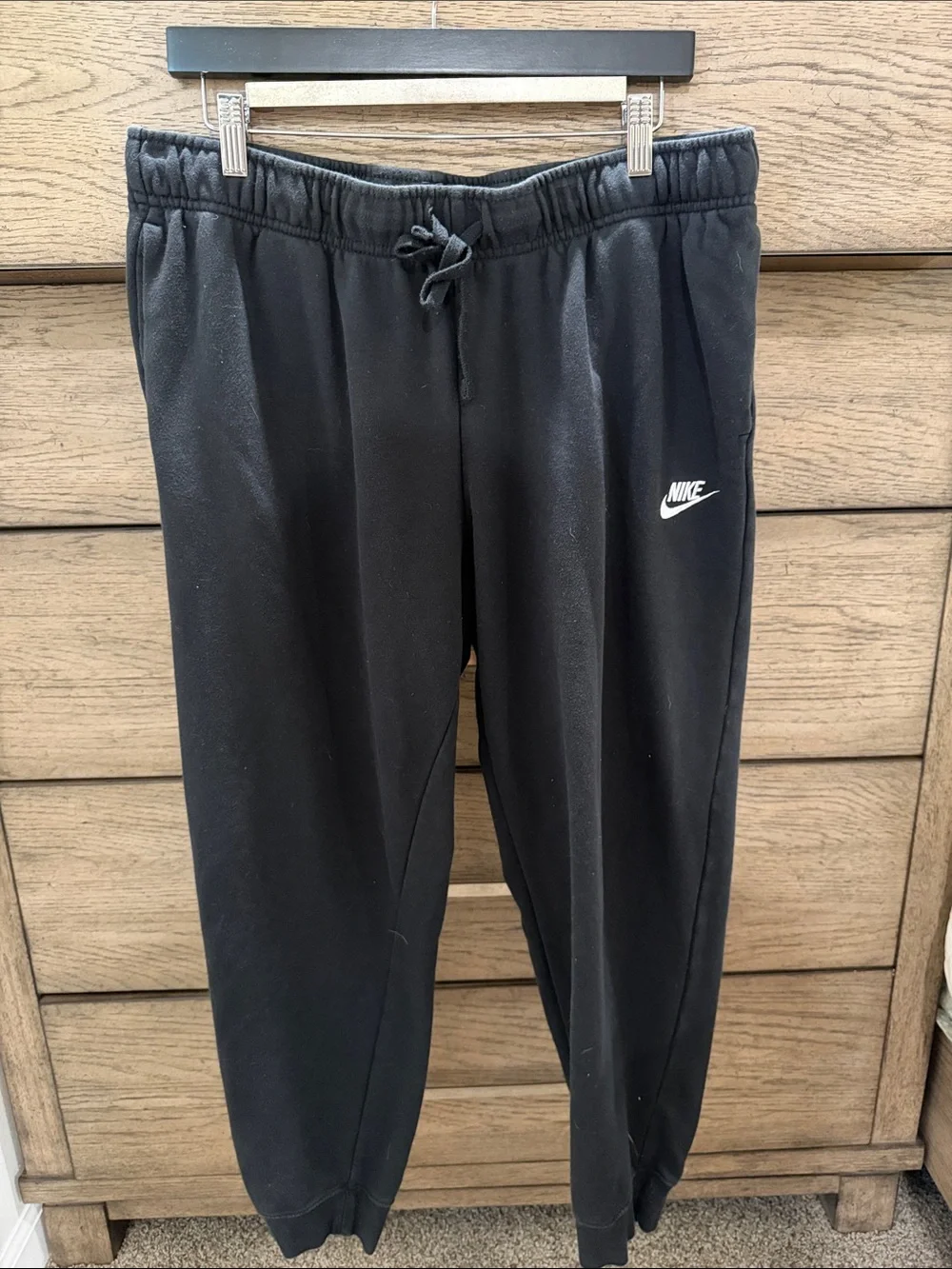 Nike Black Jogger Sweatpants with White Swoosh